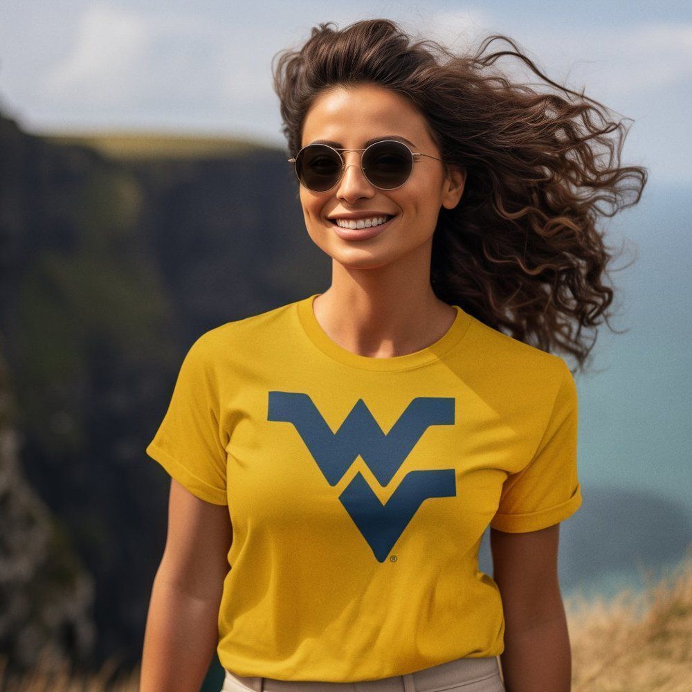 West Virginia (WV) Navy Lettering Short Sleeve Tee